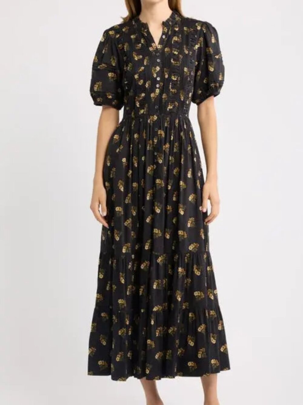 DÔEN Haleigh Buttercup Bouquet Floral Midi Dress M